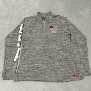 Team USA Olympics Sweatshirt Womens XL Grey 1/4 Zip Warm Up 2018 Winter Olympics